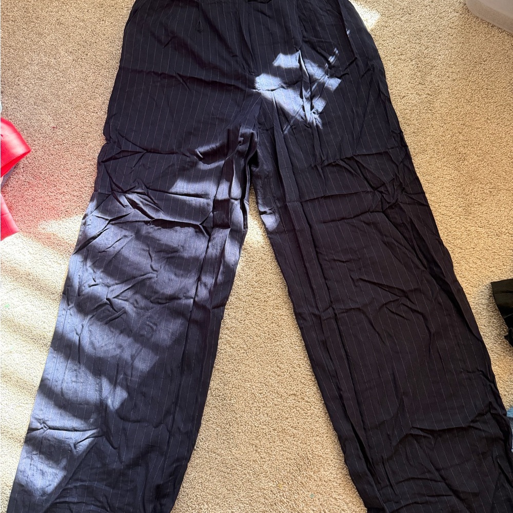 Express Luxe Comfort Navy Pinstripe Pants